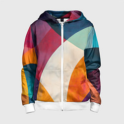 Толстовка на молнии детская Геометрическая иллюстрация, цвет: 3D-белый