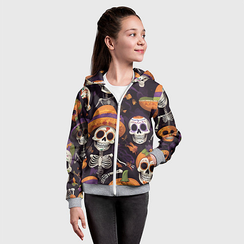 Детская толстовка на молнии Страшилки хэллоуин / 3D-Меланж – фото 4