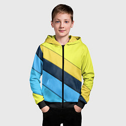 Толстовка на молнии детская Геометрия полосы спорт, цвет: 3D-черный — фото 2
