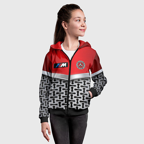 Детская толстовка на молнии BMW x mercedes texture / 3D-Черный – фото 4