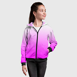 Толстовка на молнии детская Gradient color pink, цвет: 3D-черный — фото 2