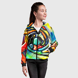 Толстовка на молнии детская Акварельные краски мозаика, цвет: 3D-черный — фото 2