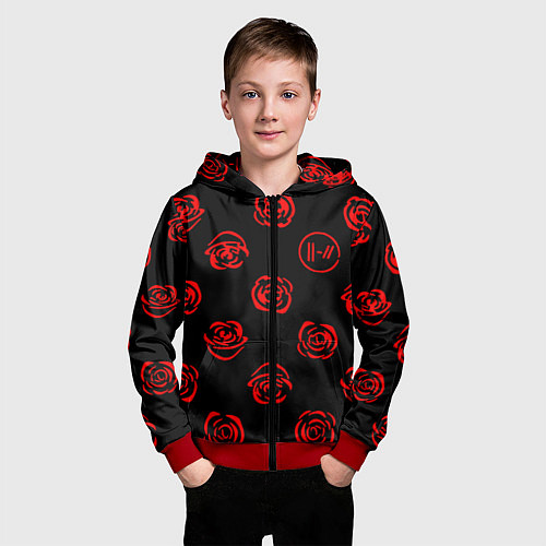 Детская толстовка на молнии Twenty one pilots rose pattern / 3D-Красный – фото 3