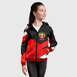 Толстовка на молнии детская СССР краски абстрактные текстура, цвет: 3D-красный — фото 2