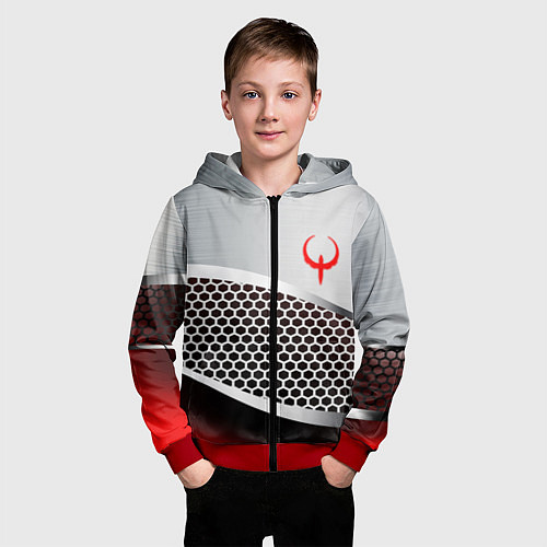 Детская толстовка на молнии Quake metal steel / 3D-Красный – фото 3