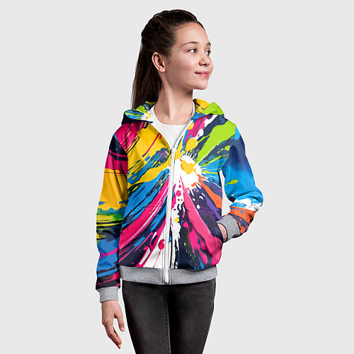 Детская толстовка на молнии Красочная абстракция - экспрессионизм / 3D-Меланж – фото 4