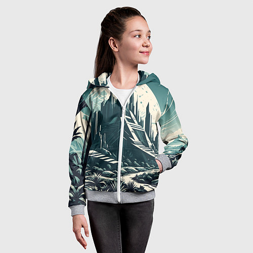 Детская толстовка на молнии Фантастика город / 3D-Меланж – фото 4