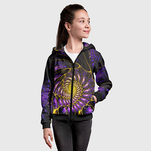 Детская толстовка на молнии Fractal illusion steel / 3D-Черный – фото 4