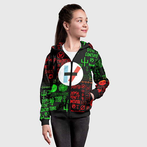 Детская толстовка на молнии Twenty one pilots music steel / 3D-Черный – фото 4