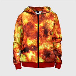 Толстовка на молнии детская Ядерный взрыв огонь, цвет: 3D-красный