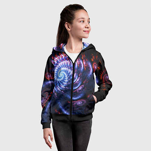 Детская толстовка на молнии Оптический фрактальный узор текстура / 3D-Черный – фото 4