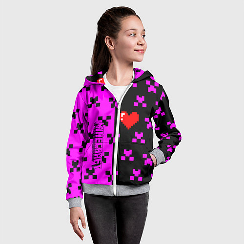 Детская толстовка на молнии Minecraft love game / 3D-Меланж – фото 4