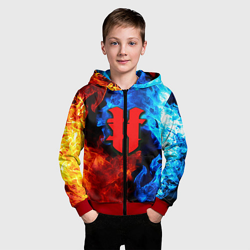 Детская толстовка на молнии Starcraft fire steel / 3D-Красный – фото 3