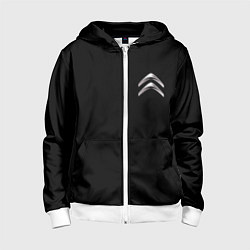 Толстовка на молнии детская Citroen logo auto, цвет: 3D-белый
