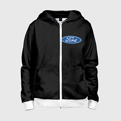 Толстовка на молнии детская FORD logo auto, цвет: 3D-белый