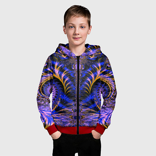 Детская толстовка на молнии Оптический визуальный стиль / 3D-Красный – фото 3