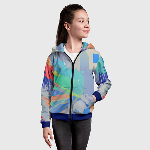 Детская толстовка на молнии Краска абстракция / 3D-Синий – фото 4