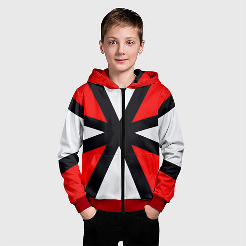 Детская толстовка на молнии Полосы амбрелла / 3D-Красный – фото 3