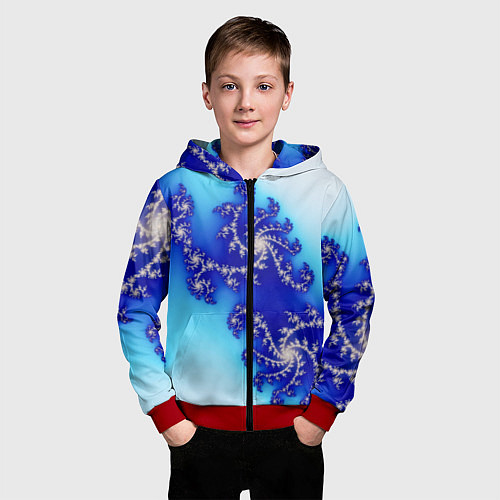 Детская толстовка на молнии Психоделика холодный узоры / 3D-Красный – фото 3
