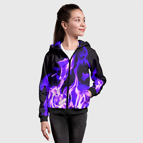 Детская толстовка на молнии Неоновый огненный стиль / 3D-Черный – фото 4