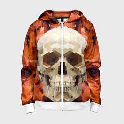 Толстовка на молнии детская Смеющийся череп паттерн, цвет: 3D-белый