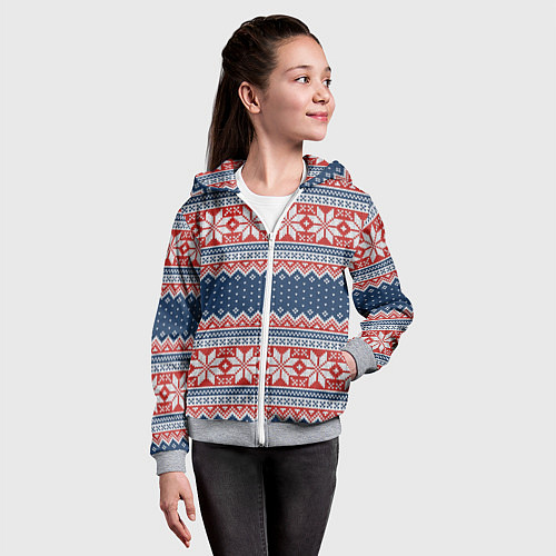 Детская толстовка на молнии Knitted Pattern / 3D-Меланж – фото 4