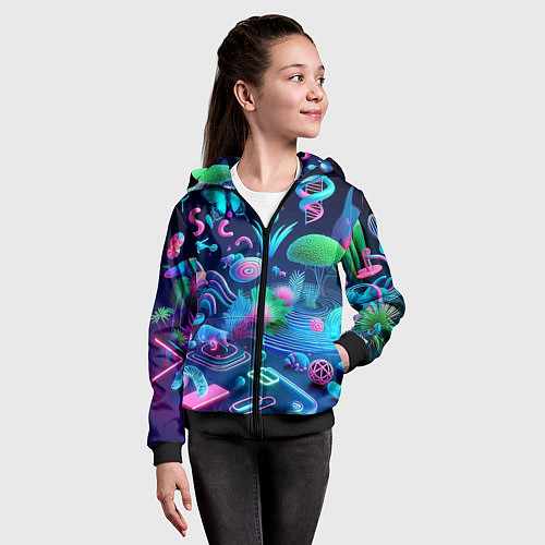 Детская толстовка на молнии Фантастическая абстрактная композиция - сюрреализм / 3D-Черный – фото 4