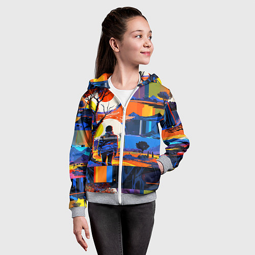Детская толстовка на молнии Ночная прогулка абстракция / 3D-Меланж – фото 4