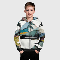 Толстовка на молнии детская Арт горы абстракция, цвет: 3D-черный — фото 2