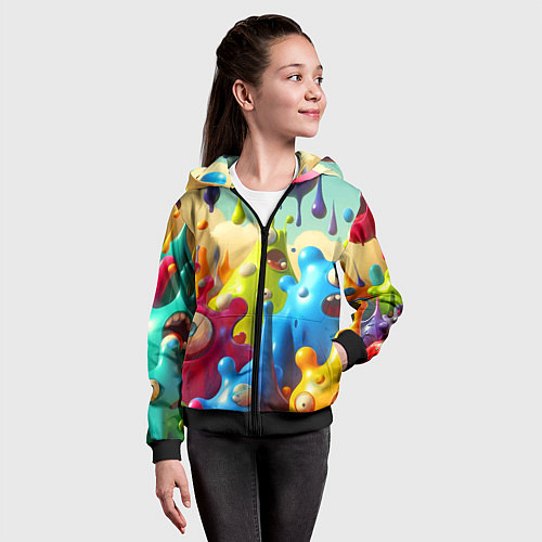 Детская толстовка на молнии Мультяшные персонажи - нейроарт / 3D-Черный – фото 4