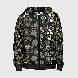 Толстовка на молнии детская Цветочная богема, цвет: 3D-черный