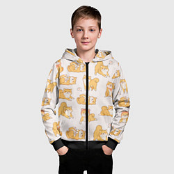 Толстовка на молнии детская Паттерн сиба ину, цвет: 3D-черный — фото 2