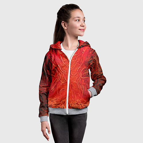 Детская толстовка на молнии Красный симбионт абстракция / 3D-Меланж – фото 4