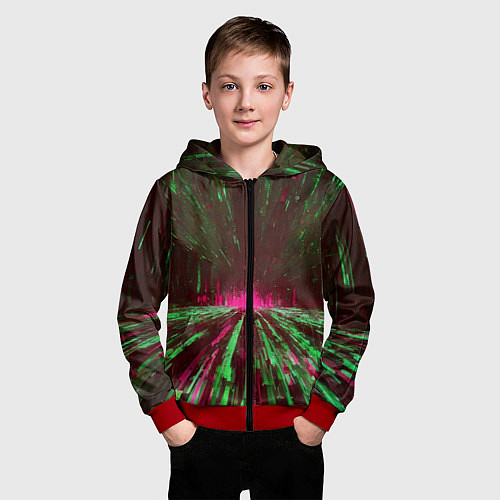 Детская толстовка на молнии Абстрактный путь в розовый портал / 3D-Красный – фото 3