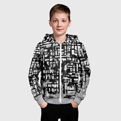 Толстовка на молнии детская Бело-чёрная абстракция, цвет: 3D-меланж — фото 2