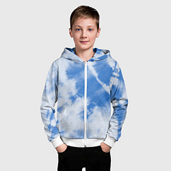 Толстовка на молнии детская Синий тай дай, цвет: 3D-белый — фото 2