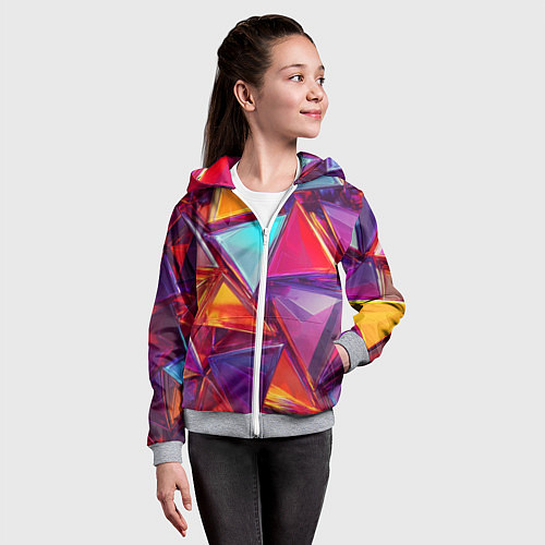 Детская толстовка на молнии Разноцветные треугольники 2 / 3D-Меланж – фото 4