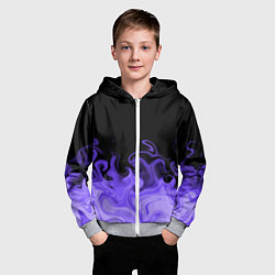 Толстовка на молнии детская Абстрактный фиолетовый огонь, цвет: 3D-меланж — фото 2
