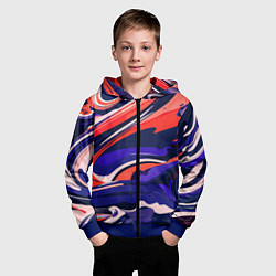 Толстовка на молнии детская Абстракция разводов разноцветная, цвет: 3D-синий — фото 2