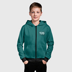 Толстовка на молнии детская Игрок 120 - Игра в кальмара, цвет: 3D-черный — фото 2