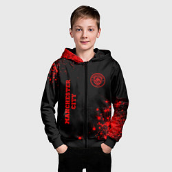 Толстовка на молнии детская Manchester City - red gradient вертикально, цвет: 3D-черный — фото 2