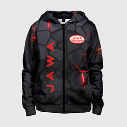 Толстовка на молнии детская Jawa - плиты с эффектом свечения, цвет: 3D-черный