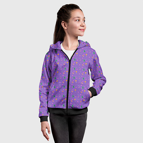 Детская толстовка на молнии Новогодний космос / 3D-Черный – фото 4