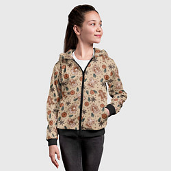 Толстовка на молнии детская Узор с пряниками и специями для глинтвейна, цвет: 3D-черный — фото 2