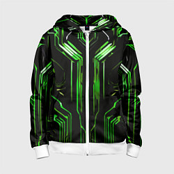 Детская толстовка на молнии Green stripes on a black background