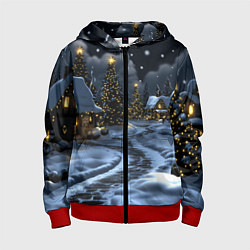 Детская толстовка на молнии Ночной новогодний город