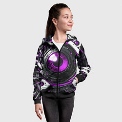 Толстовка на молнии детская Фиолетовая сфера киберпанк, цвет: 3D-черный — фото 2