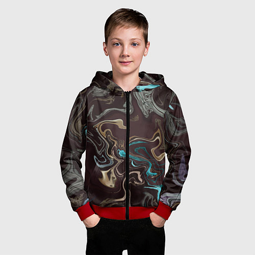 Детская толстовка на молнии Волна безумия / 3D-Красный – фото 3