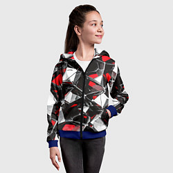 Толстовка на молнии детская Красно-белый паттерн на чёрном фоне, цвет: 3D-синий — фото 2