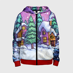 Детская толстовка на молнии Новогодний мультяшный двор